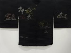 大正ロマン　漆　寺院風景模様織出し　一ツ紋羽織